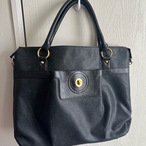 Elegant Black Laptop Tote Bag Shoulder and Crossbody